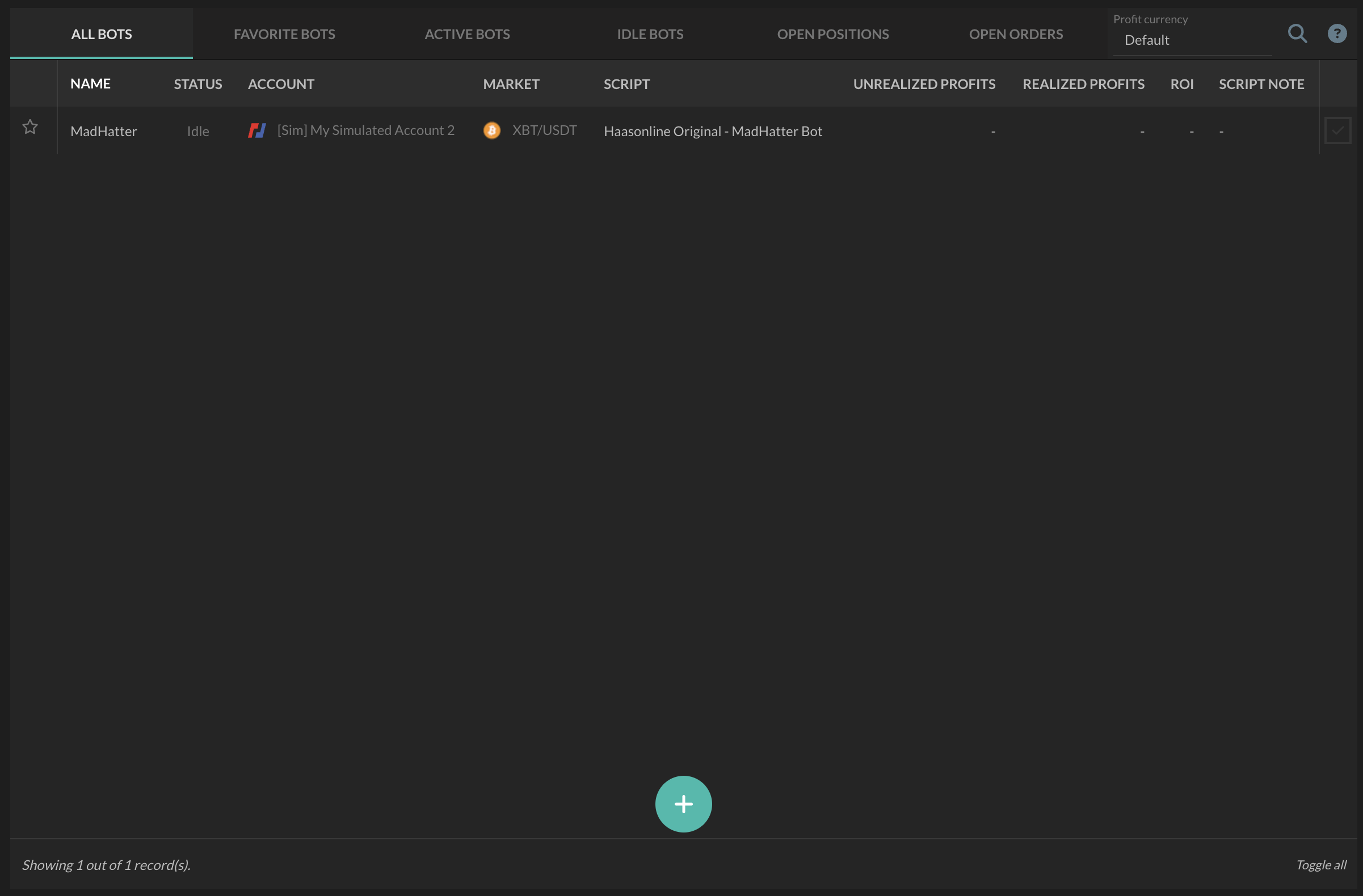 Floating + button in Bot Management