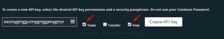 HaasOnline crypto trading platform API key creation interface with permissions and security passphrase options.