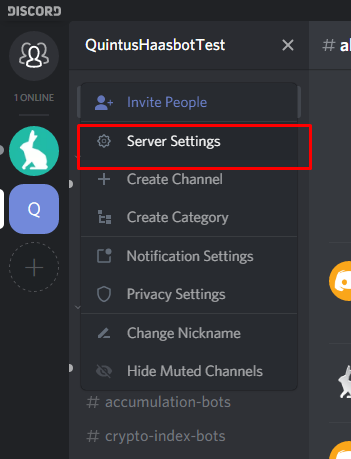 Discord server settings