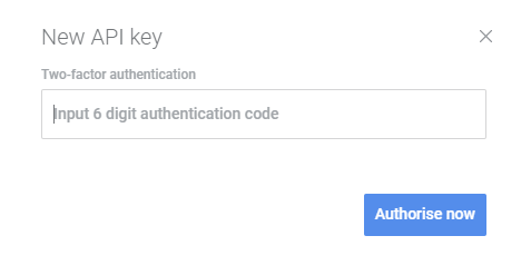 Two-factor authentication dialog with input field for 6-digit code and 'Authorise now' button.