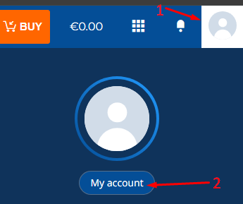 Cryptocurrency trading platform HaasOnline interface showing "My account" user profile section with account settings.