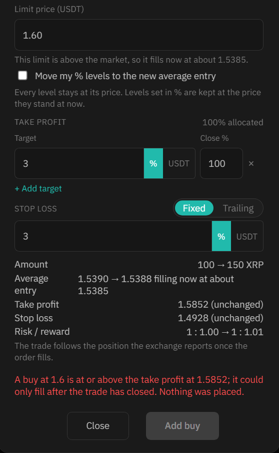 An Add buy that is refused
