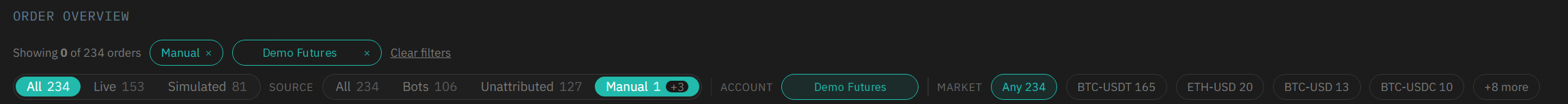 Source set to Manual, one account