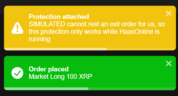 Order placed and Protection attached messages