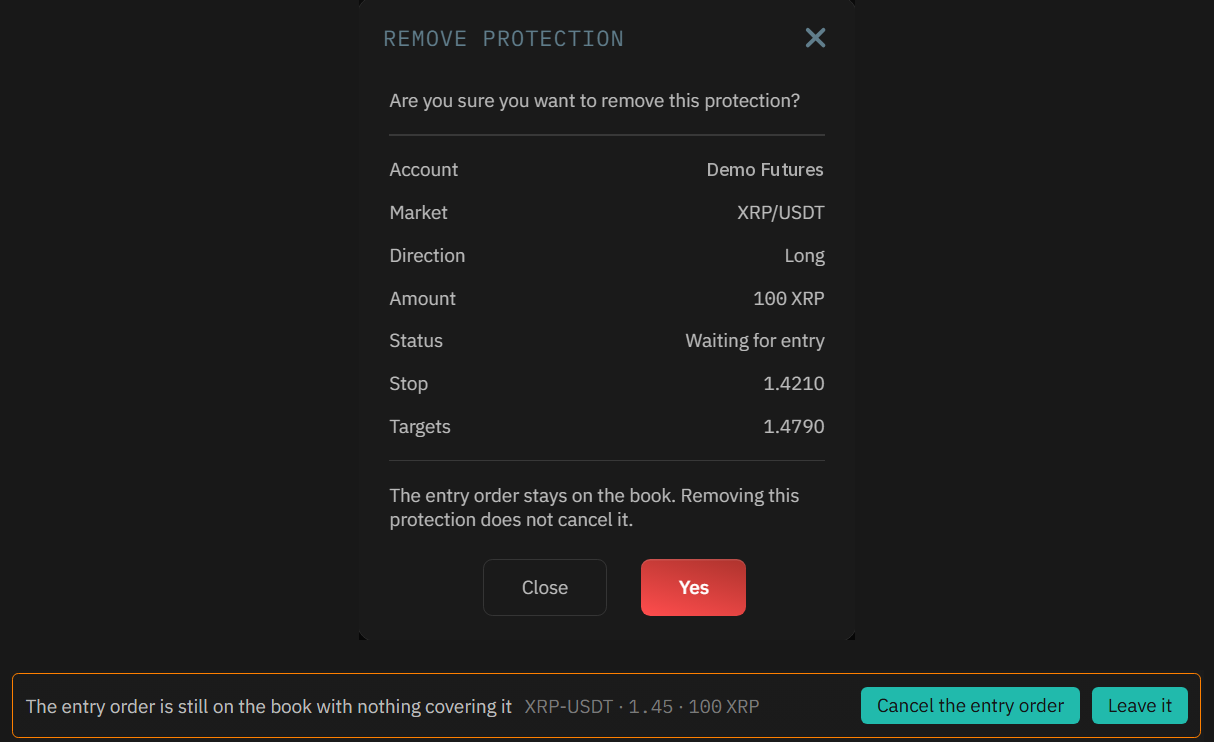 Removing when the entry hasn't filled yet